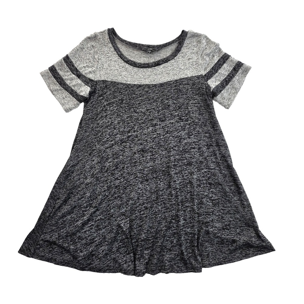 V.I.B.E. Sportswear T-Shirt Dress Women's 1X Black & Gray Scoop Neckline Rayon
